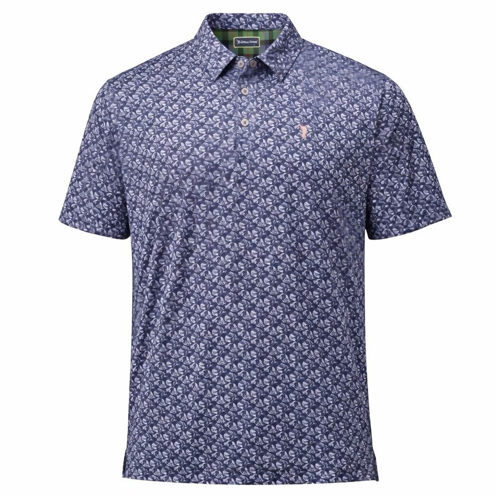 William Murray Polo Shirt Mens XXL blue Martini Glasses Pattern Performance